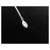 .925 Sterling Silver Faceted Zirconia Drop Dangle Pendant Necklace