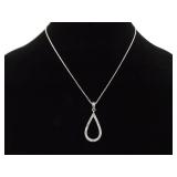 .925 Sterling Silver Art Nouveau Hoop Pendant Necklace