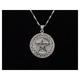 .925 Sterling Silver Celtic Knot Star Pendant Necklace