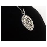 .925 Sterling Silver Celtic Knot Star Pendant Necklace