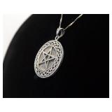 .925 Sterling Silver Celtic Knot Star Pendant Necklace