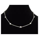 .925 Sterling Silver Square Beaded Rope Necklace