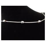 .925 Sterling Silver Square Beaded Rope Necklace