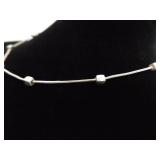 .925 Sterling Silver Square Beaded Rope Necklace