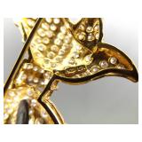 .925 Sterling Silver Vermeil Crystal Bow Brooch