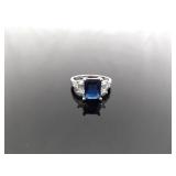 .925 Sterling Silver Sapphire Crystal Ring Size 8