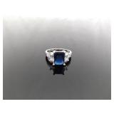 .925 Sterling Silver Sapphire Crystal Ring Size 8