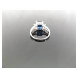 .925 Sterling Silver Sapphire Crystal Ring Size 8