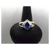 .925 Sterling Silver Sapphire Crystal Vermeil Ring Size 7