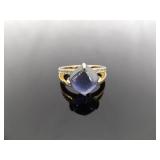 .925 Sterling Silver Sapphire Crystal Vermeil Ring Size 7