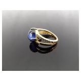 .925 Sterling Silver Sapphire Crystal Vermeil Ring Size 7