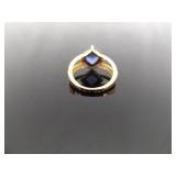.925 Sterling Silver Sapphire Crystal Vermeil Ring Size 7