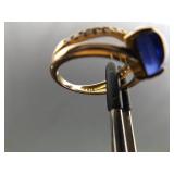 .925 Sterling Silver Sapphire Crystal Vermeil Ring Size 7