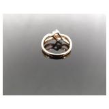 .925 Sterling Silver Topaz Crystal Rose Gold Vermeil Ring Size 7.75