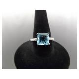 .925 Sterling Silver Topaz Crystal Ring Size 5.5