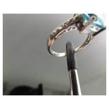 .925 Sterling Silver Topaz Crystal Ring Size 5.5