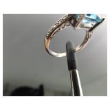 .925 Sterling Silver Topaz Crystal Ring Size 5.5