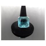 .925 Sterling Silver Topaz Crystal Cocktail Ring Size 7.25