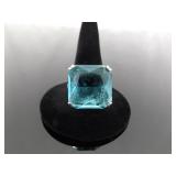 .925 Sterling Silver Topaz Crystal Cocktail Ring Size 7.25