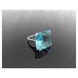 .925 Sterling Silver Topaz Crystal Cocktail Ring Size 7.25