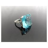 .925 Sterling Silver Topaz Crystal Cocktail Ring Size 7.25