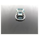 .925 Sterling Silver Topaz Crystal Cocktail Ring Size 7.25
