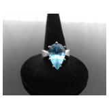 .925 Sterling Silver Topaz Crystal Ring Size 7