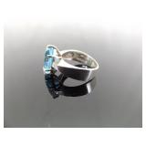 .925 Sterling Silver Topaz Crystal Ring Size 7