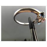 .925 Sterling Silver Topaz and Pink Sapphire Crystal Ring Size 9