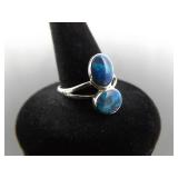 .925 Sterling Silver Opal Ring Size 7.75