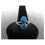 .925 Sterling Silver Opal Ring Size 7.75