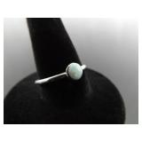 .925 Sterling Silver Opal Cabochon Ring Size 6.5