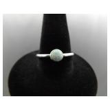 .925 Sterling Silver Opal Cabochon Ring Size 6.5