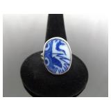 .925 Sterling Silver Ancient Asian Pottery Shard Ring Size 7.5