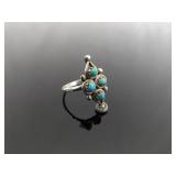 .925 Sterling Silver Turquoise Cabochon Ring Size 5