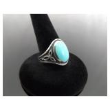 .925 Sterling Silver Inlayed Howlite Celtic Ring Size 6.75