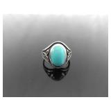 .925 Sterling Silver Inlayed Howlite Celtic Ring Size 6.75
