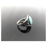 .925 Sterling Silver Inlayed Howlite Celtic Ring Size 6.75