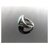 .925 Sterling Silver Inlayed Howlite Celtic Ring Size 6.75