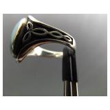 .925 Sterling Silver Inlayed Howlite Celtic Ring Size 6.75