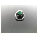 .925 Sterling Silver Green Larimar Cabochon Ring Size 4