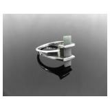 .925 Sterling Silver Jade Bar Ring Size 8