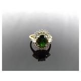 .925 Sterling Silver Emerald Crystal Vermeil Ring Size 8