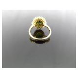 .925 Sterling Silver Emerald Crystal Vermeil Ring Size 8