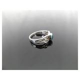 .925 Sterling Silver Jade Cabochon Celtic Ring Size 6.75