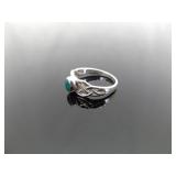 .925 Sterling Silver Jade Cabochon Celtic Ring Size 6.75