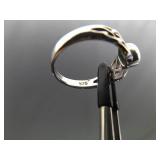 .925 Sterling Silver Jade Cabochon Celtic Ring Size 6.75