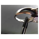 .925 Sterling Silver Amethyst Crystal Ring Size 7