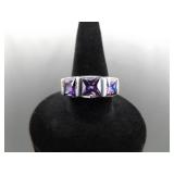 .925 Sterling Silver Amethyst Crystal Ring Size 6.25