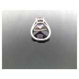 .925 Sterling Silver Amethyst Crystal Ring Size 4.5